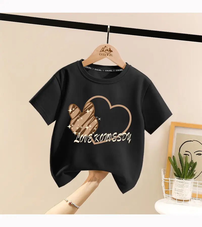 Boys Cotton Heart Print Summer T-Shirt White — feature 12