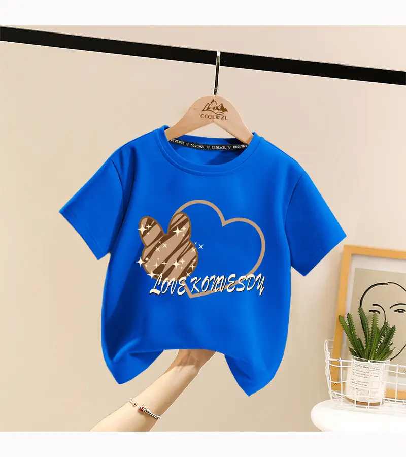 Boys Cotton Heart Print Summer T-Shirt White — feature 13