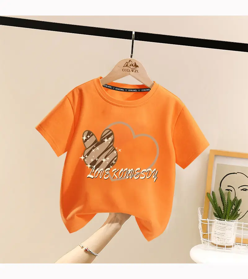 Boys Cotton Heart Print Summer T-Shirt White — feature 14
