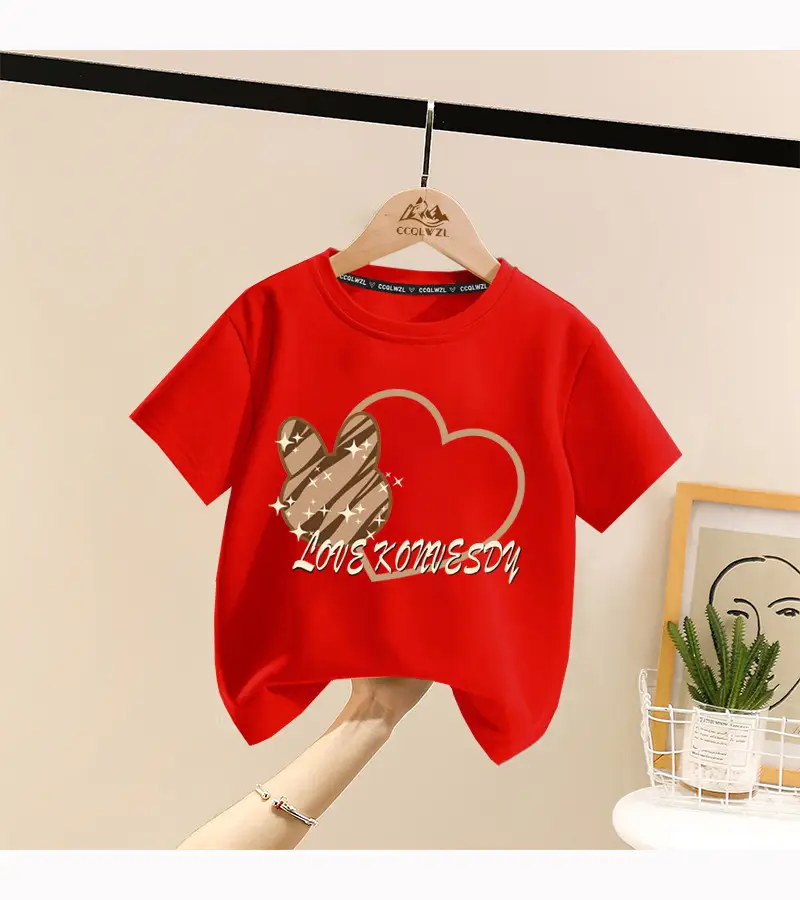 Boys Cotton Heart Print Summer T-Shirt White — feature 15