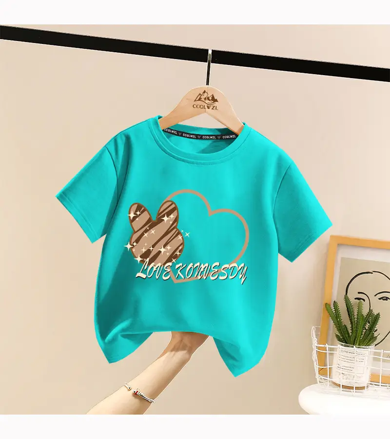 Boys Cotton Heart Print Summer T-Shirt White — feature 16