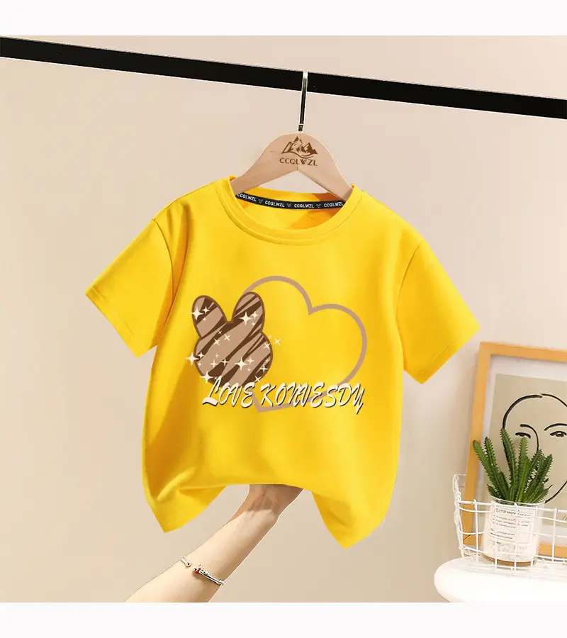Boys Cotton Heart Print Summer T-Shirt White — feature 17