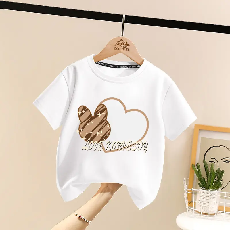 Boys Cotton Heart Print Summer T-Shirt White - Image 2