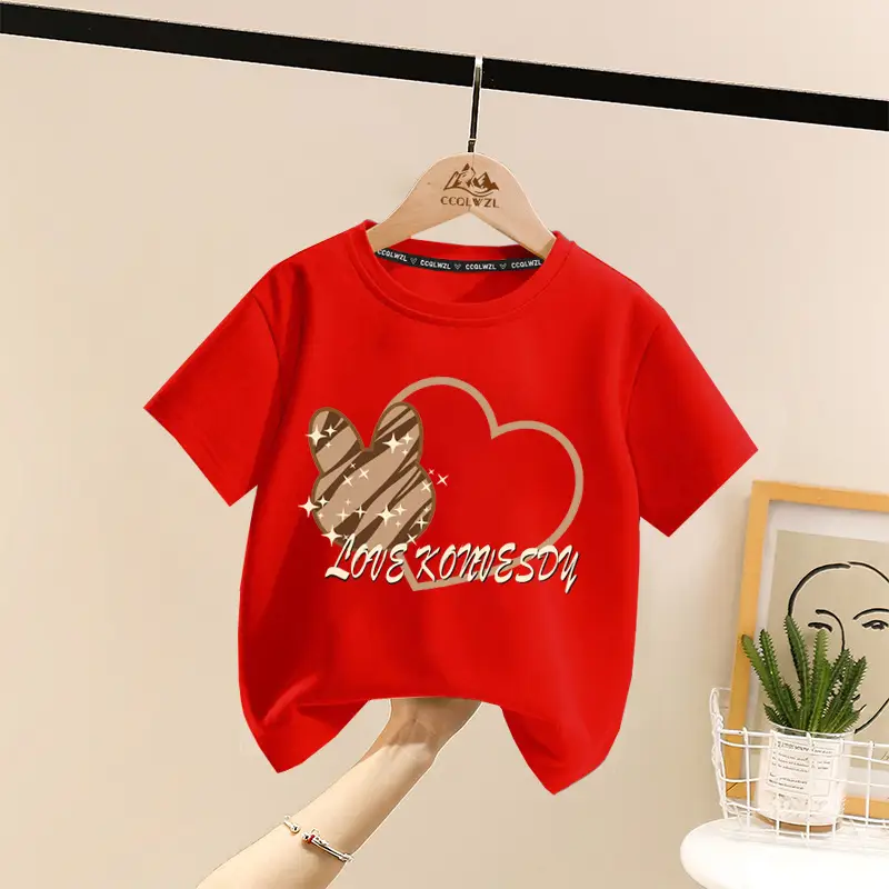 Boys Cotton Heart Print Summer T-Shirt White - Image 4