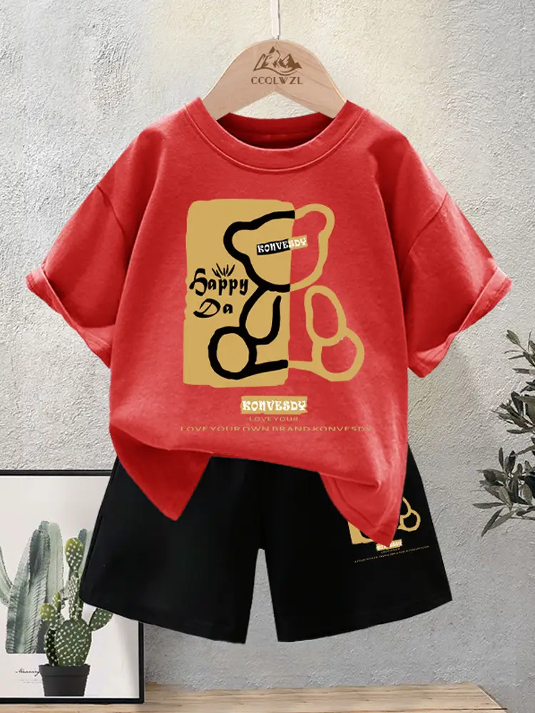 Boys Cotton T-Shirt Shorts Set Summer New Style - Image 10