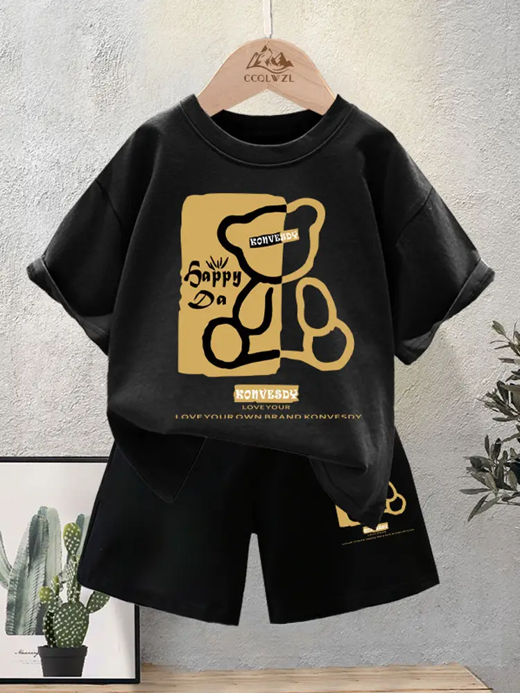 Boys Cotton T-Shirt Shorts Set Summer New Style - Image 11