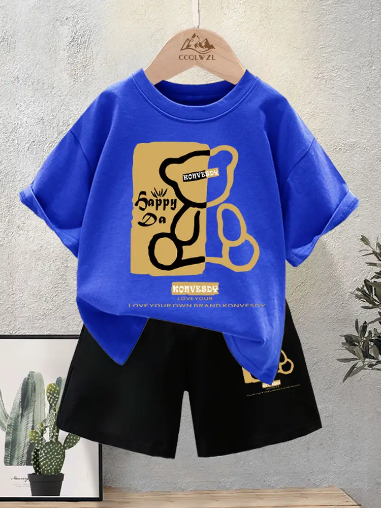 Boys Cotton T-Shirt Shorts Set Summer New Style - Image 12