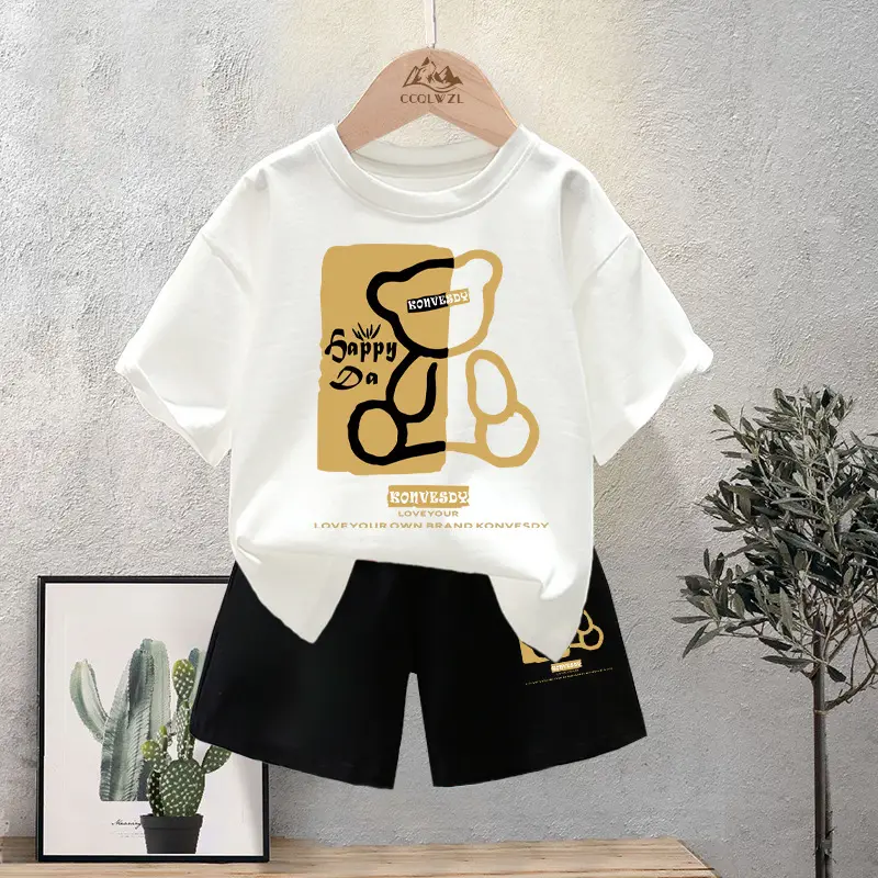 Boys Cotton T-Shirt Shorts Set Summer New Style - Image 2
