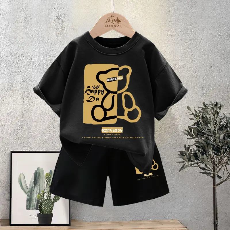 Boys Cotton T-Shirt Shorts Set Summer New Style - Image 4