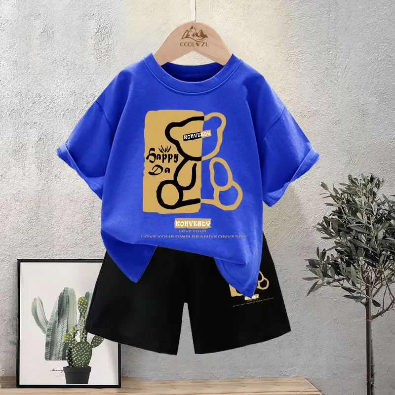 Boys Cotton T-Shirt Shorts Set Summer New Style - Image 5