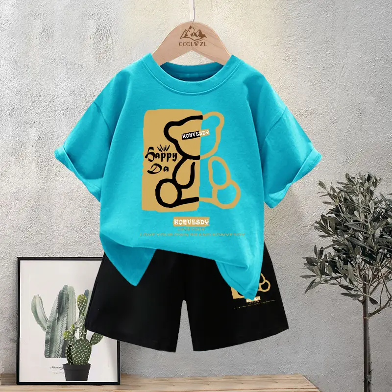 Boys Cotton T-Shirt Shorts Set Summer New Style - Image 6