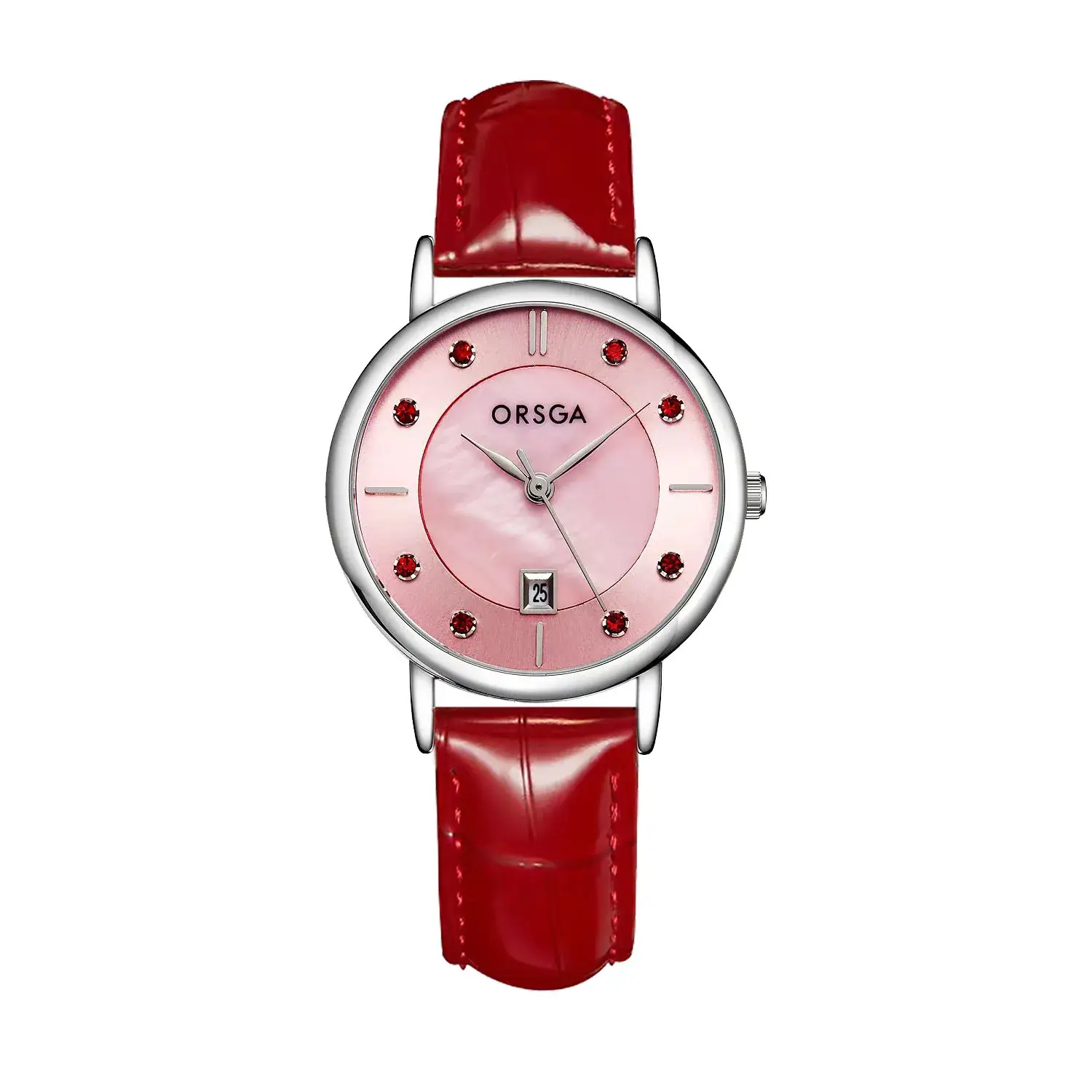 Oshga Women's Watch Pink Diamond Belt Calendar Quartz