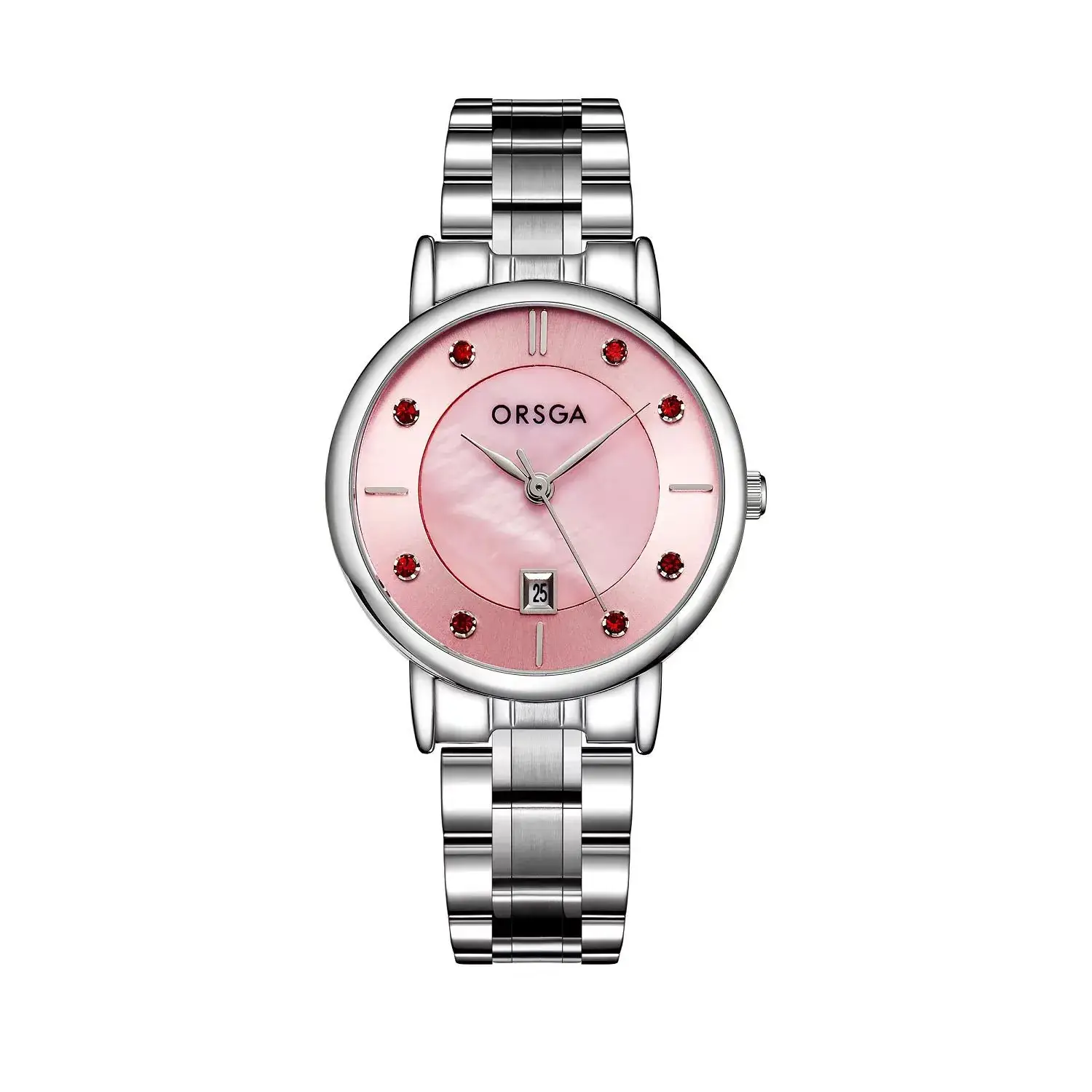 Oshga Women's Watch Pink Diamond Belt Calendar Quartz