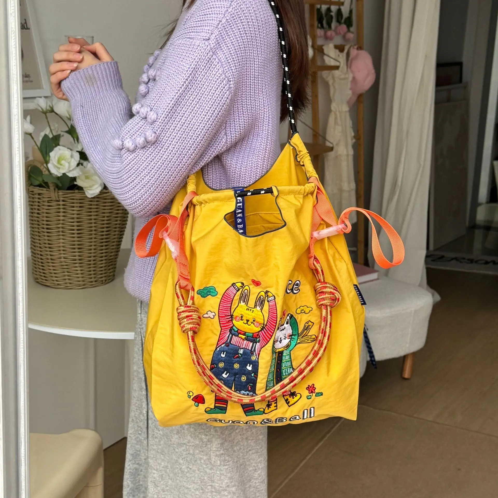 2024 Cartoon Embroidered Pink Shoulder Bag Large Capacity - Image 19