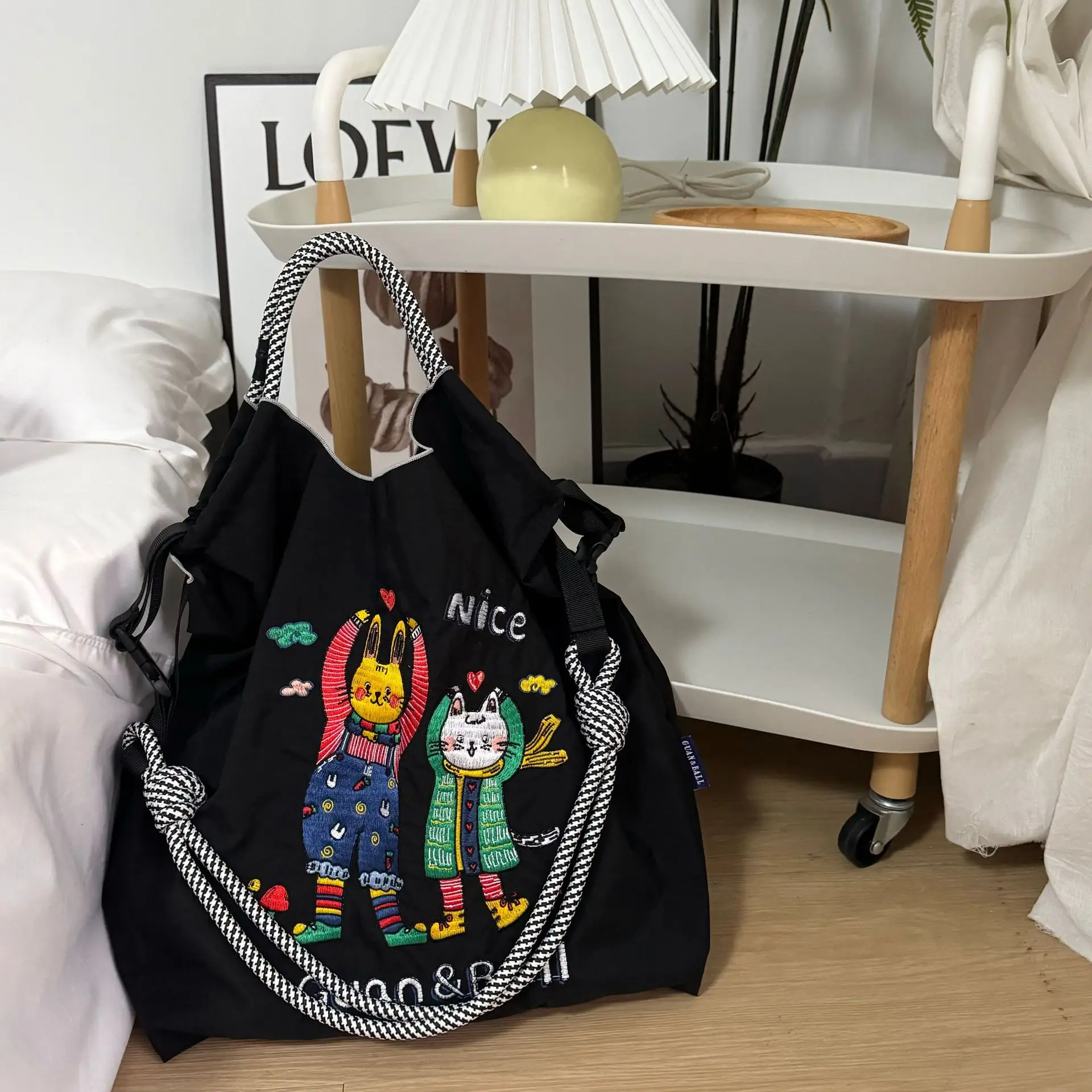 2024 Cartoon Embroidered Pink Shoulder Bag Large Capacity — feature 22