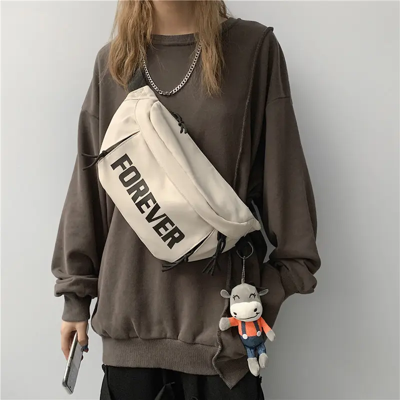 Men's Black Instagram Brand Chest Bag with "FOREVER" Print - Image 5