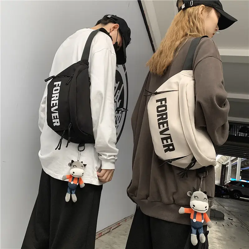 Men's Black Instagram Brand Chest Bag with "FOREVER" Print - Image 6