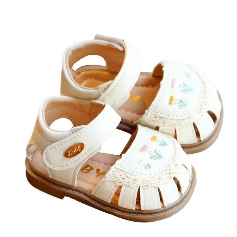 Toddler Sandals White Lace Baby Shoes Non-Slip