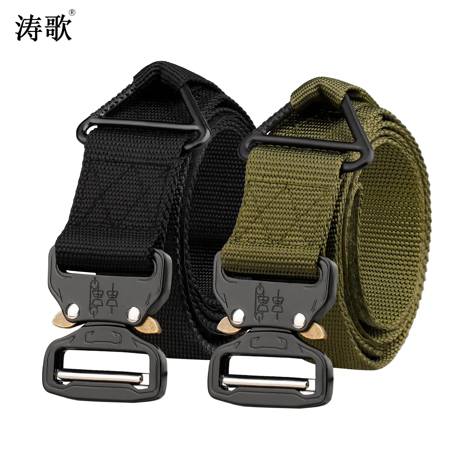 Men's Tactical Nylon Belt Cobra Drop Board Black Green