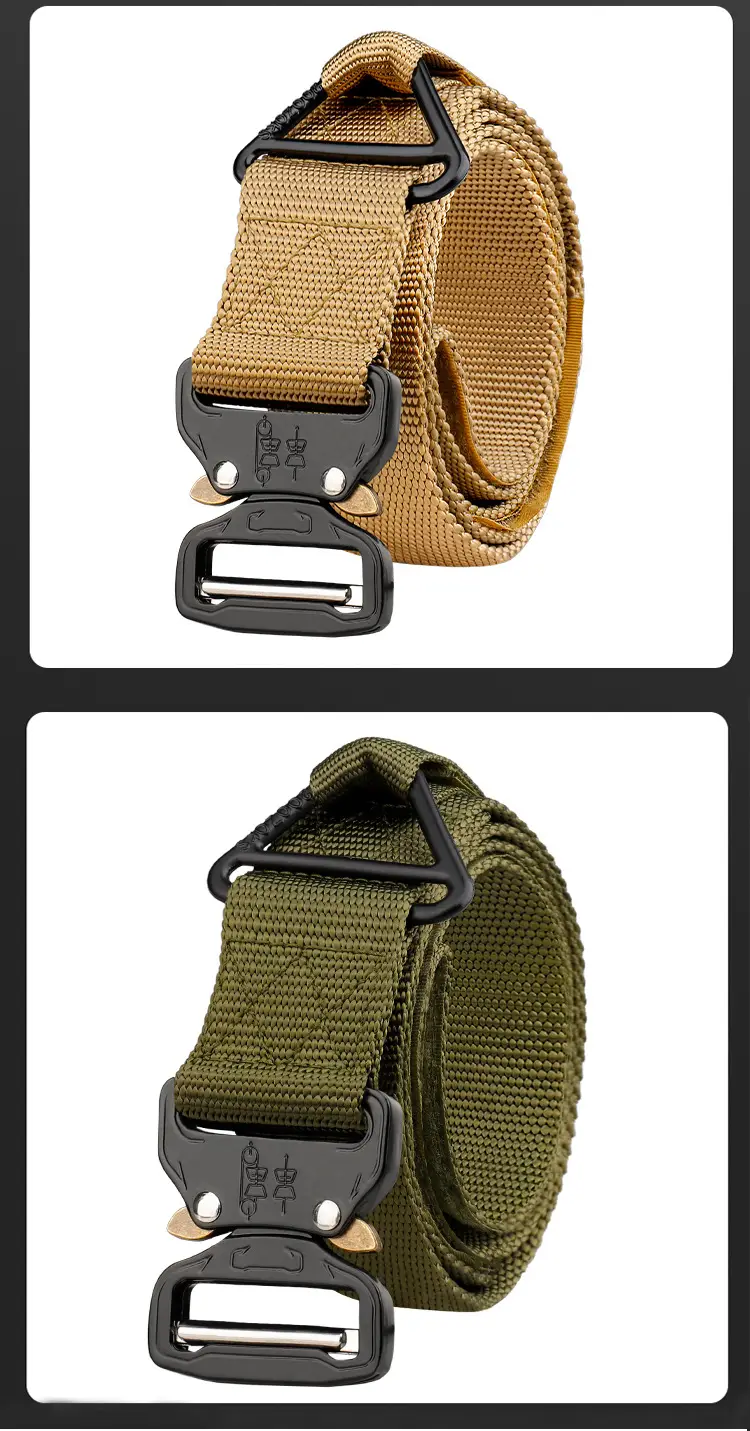 Men's Tactical Nylon Belt Cobra Drop Board Black Green — feature 14