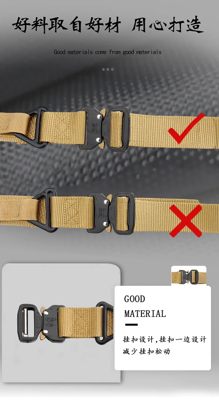 Men's Tactical Nylon Belt Cobra Drop Board Black Green — feature 7