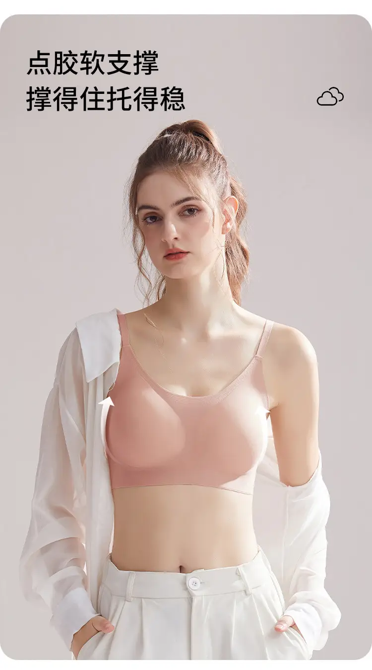 High quality fixed cup thin seamless no steel ring underwear large chest small anti-sagging anti-gravity bra — feature 26