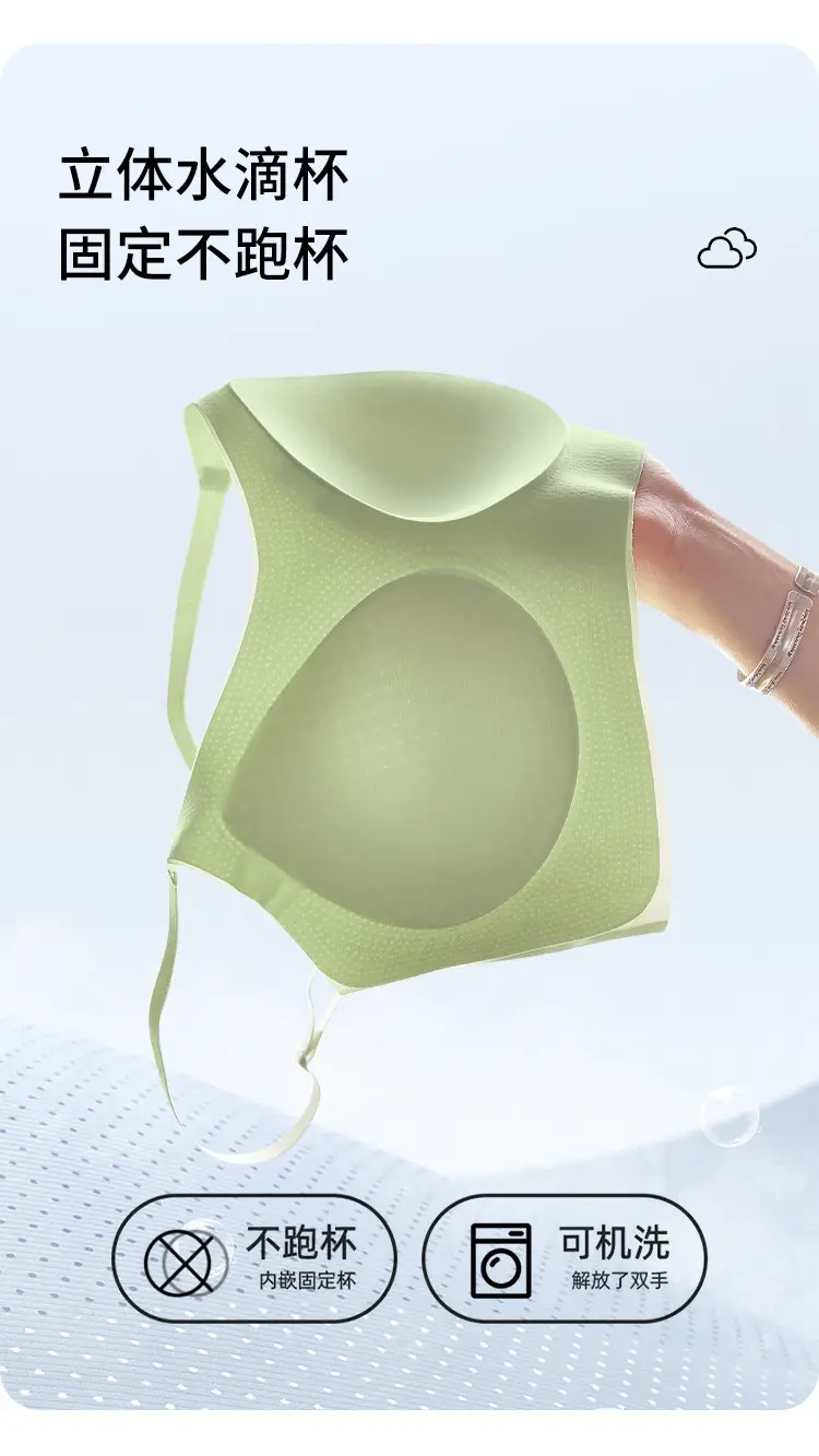 High quality fixed cup thin seamless no steel ring underwear large chest small anti-sagging anti-gravity bra — feature 28