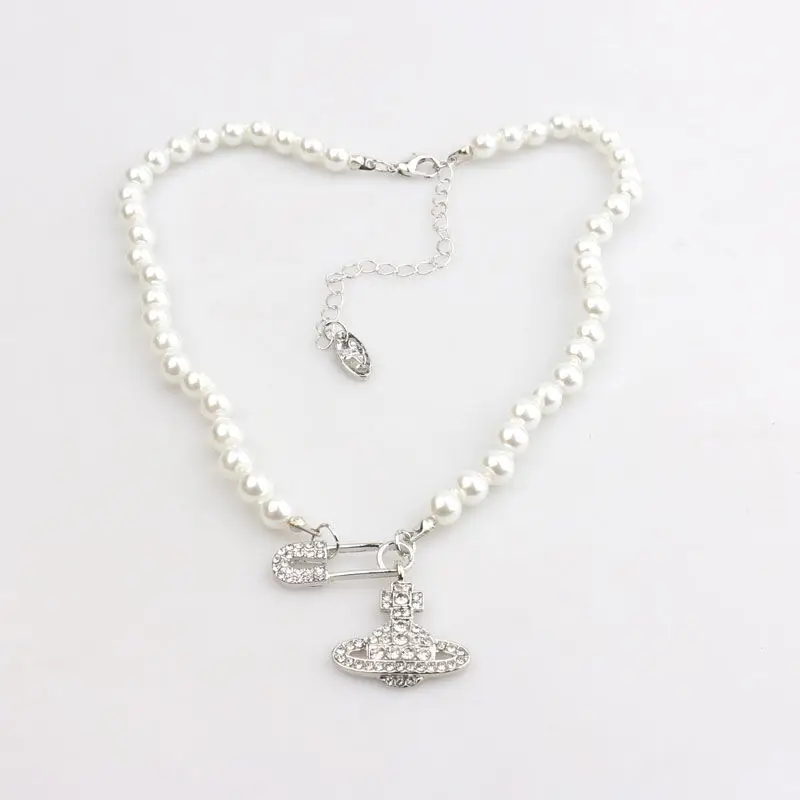 Saturn Pin Necklace with Diamond Charm for Women — feature 13