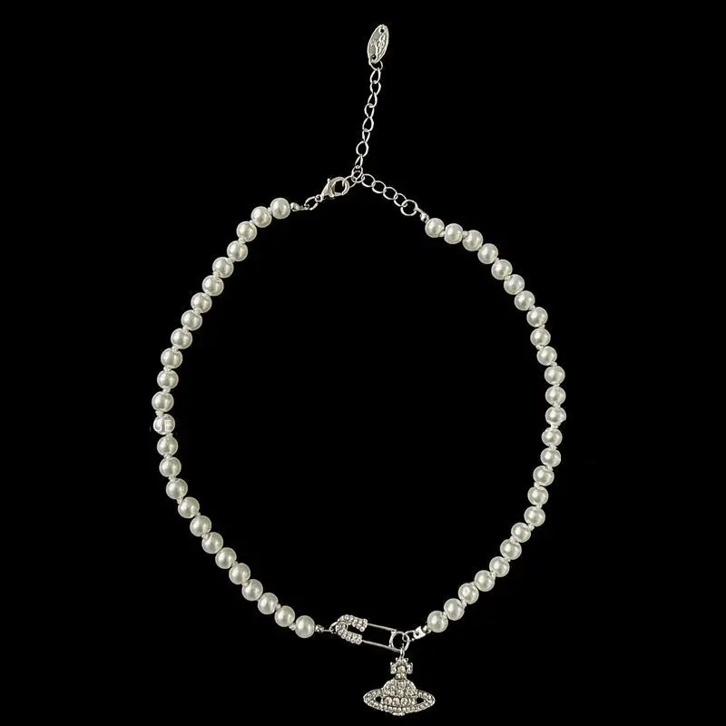 Saturn Pin Necklace with Diamond Charm for Women — feature 14