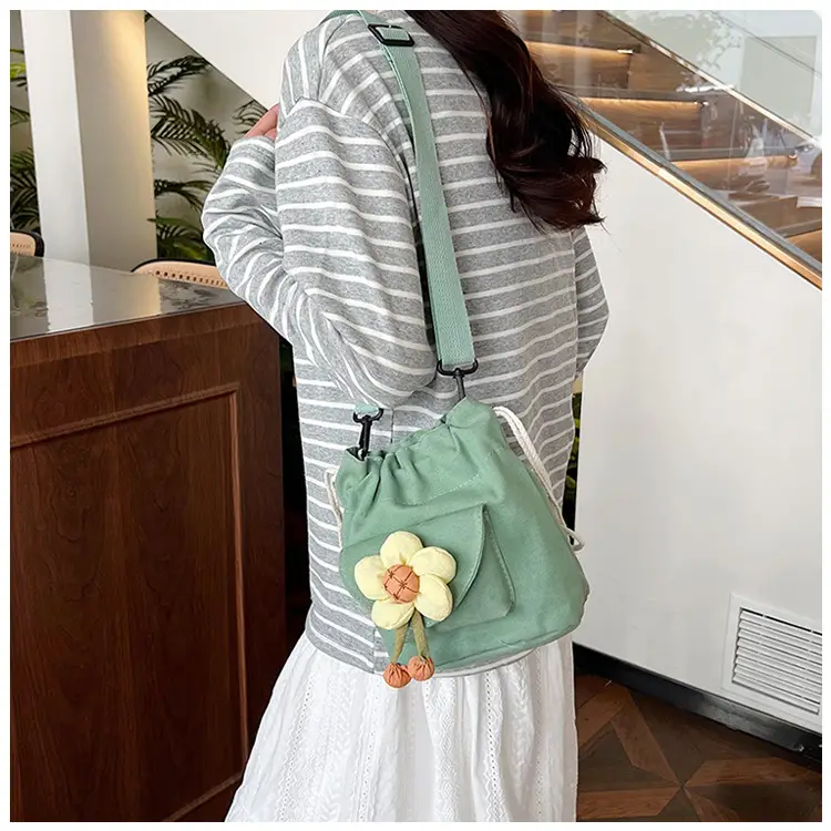 Women's Flower Drawstring Crossbody Bag Canvas 2024 — feature 13