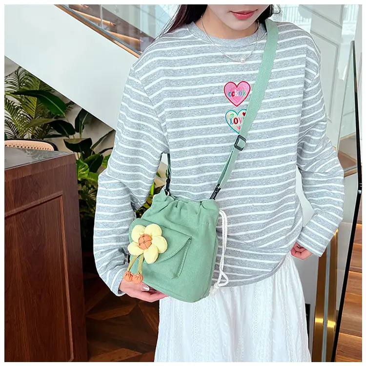 Women's Flower Drawstring Crossbody Bag Canvas 2024 — feature 16