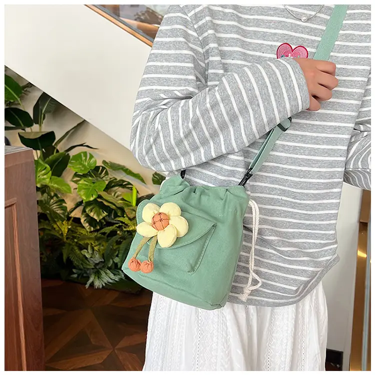 Women's Flower Drawstring Crossbody Bag Canvas 2024 — feature 17