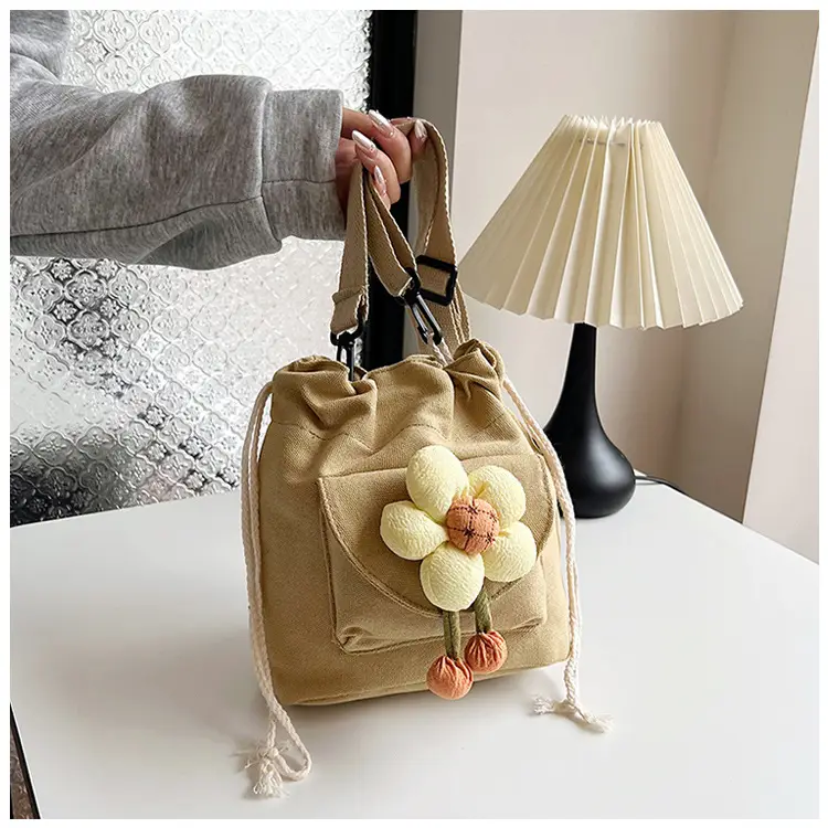 Women's Flower Drawstring Crossbody Bag Canvas 2024 — feature 19
