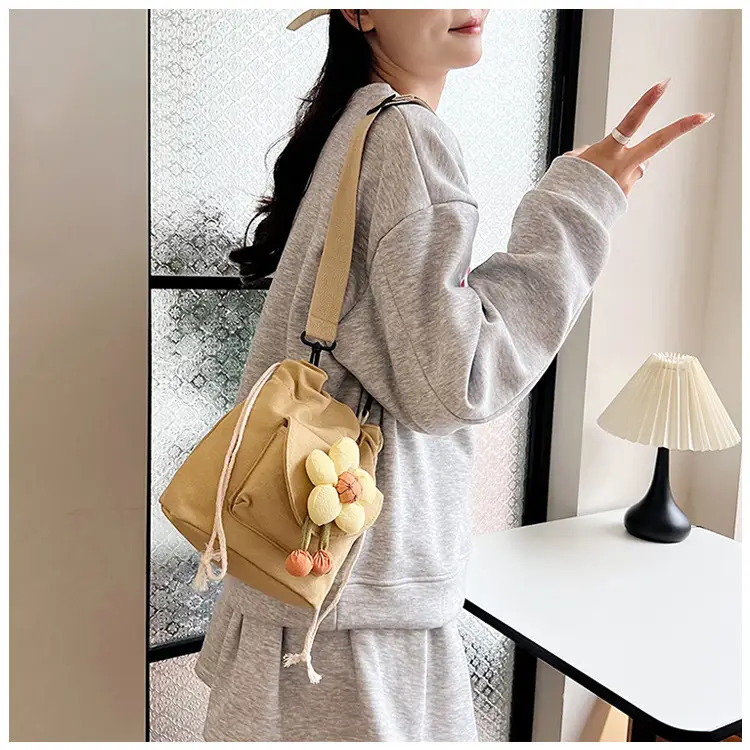 Women's Flower Drawstring Crossbody Bag Canvas 2024 — feature 21