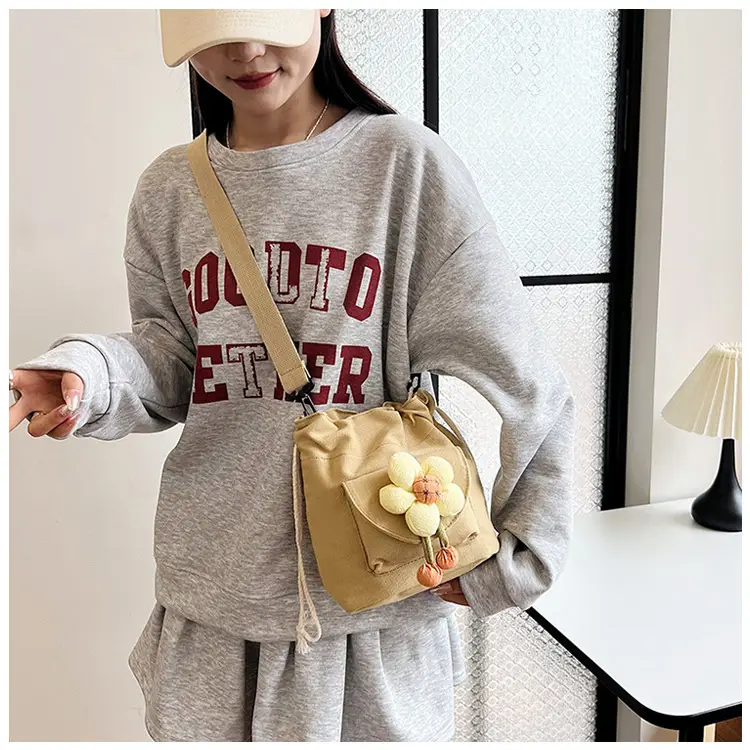 Women's Flower Drawstring Crossbody Bag Canvas 2024 — feature 22