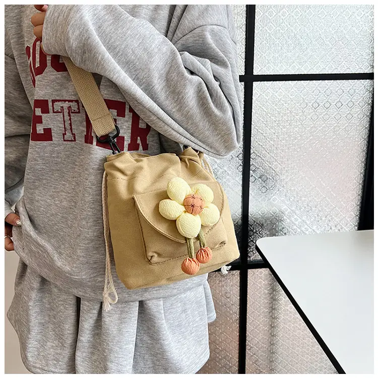 Women's Flower Drawstring Crossbody Bag Canvas 2024 — feature 24