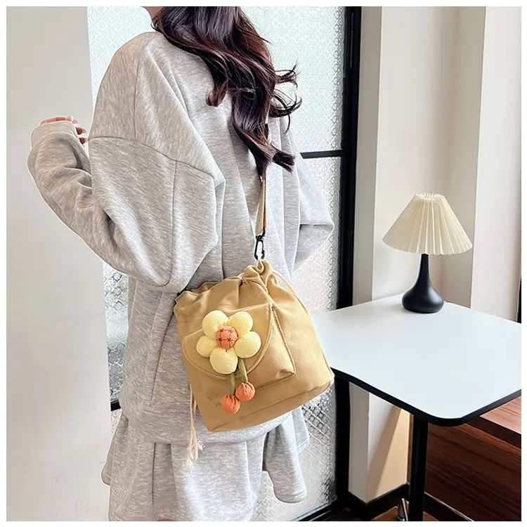 Women's Flower Drawstring Crossbody Bag Canvas 2024 — feature 25