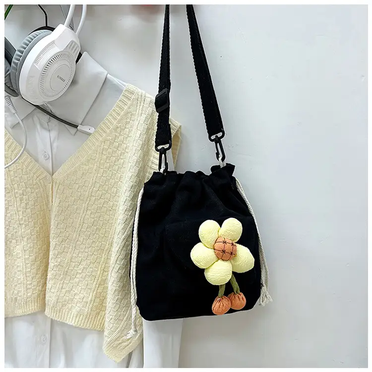 Women's Flower Drawstring Crossbody Bag Canvas 2024 — feature 30