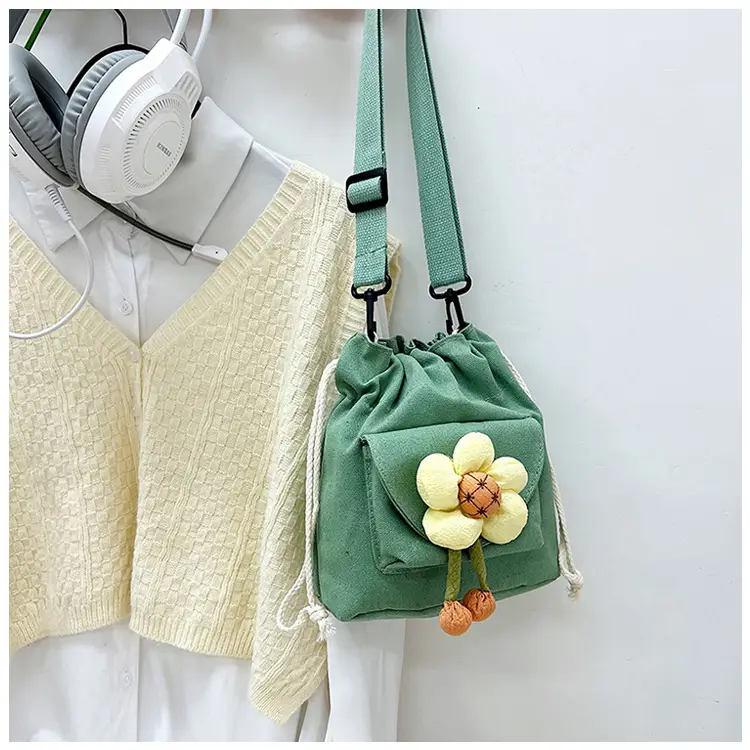 Women's Flower Drawstring Crossbody Bag Canvas 2024 — feature 32
