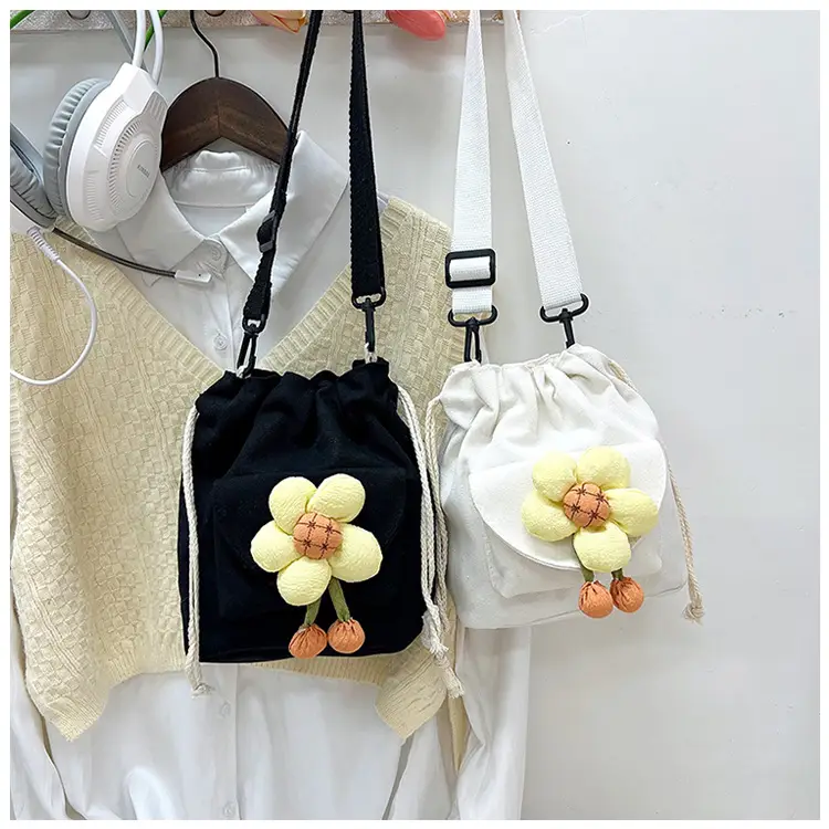 Women's Flower Drawstring Crossbody Bag Canvas 2024 — feature 34