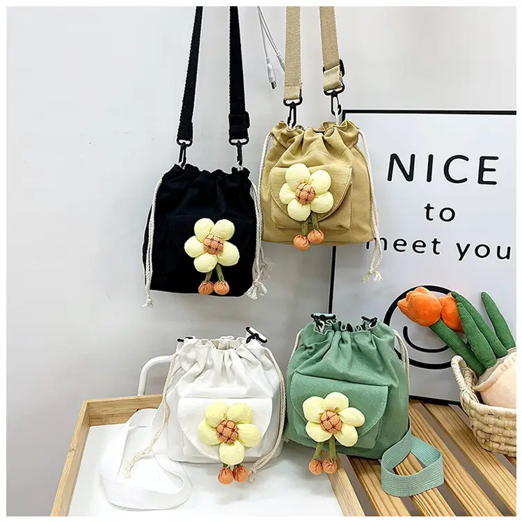 Women's Flower Drawstring Crossbody Bag Canvas 2024 — feature 35