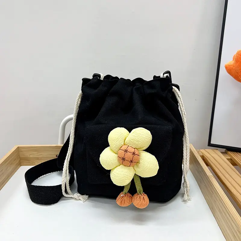 Women's Flower Drawstring Crossbody Bag Canvas 2024 - Image 2