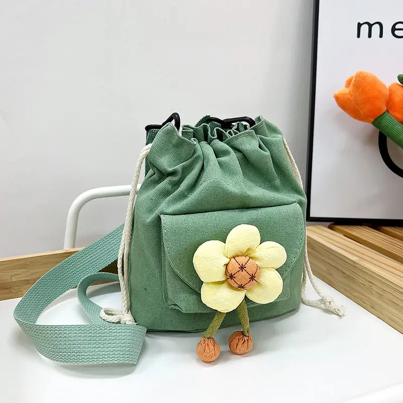 Women's Flower Drawstring Crossbody Bag Canvas 2024 - Image 4