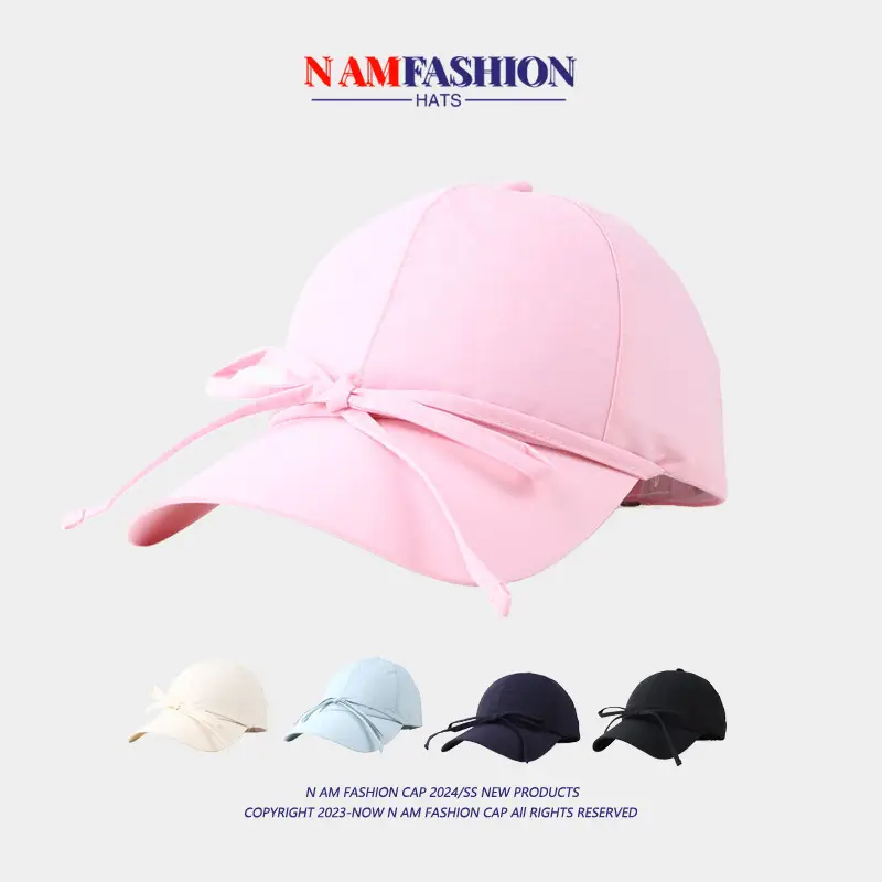 Pink Ins Niche Tether Bow Baseball Cap Women's Sunscreen Cap - Image 9