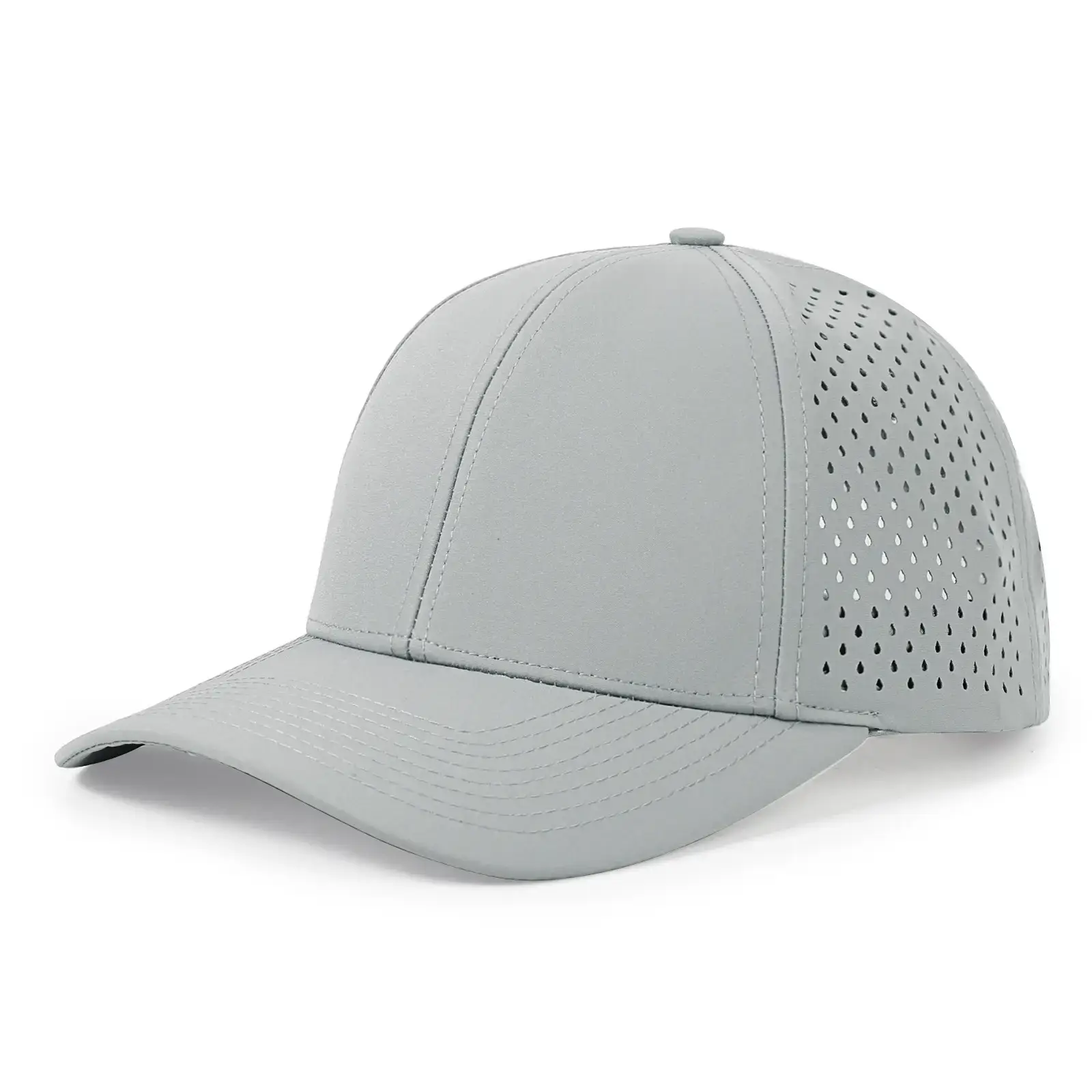 Men Grey Laser Punched Sun Hat Beaded Cap - Image 5