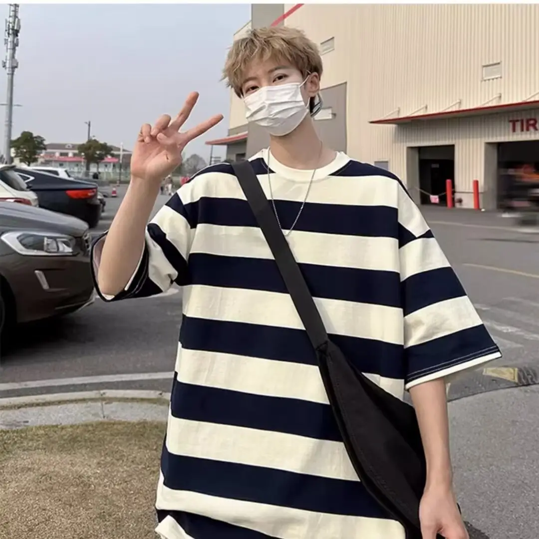 Factory Wholesale Japanese Striped T-Shirt Boys Summer - Image 4