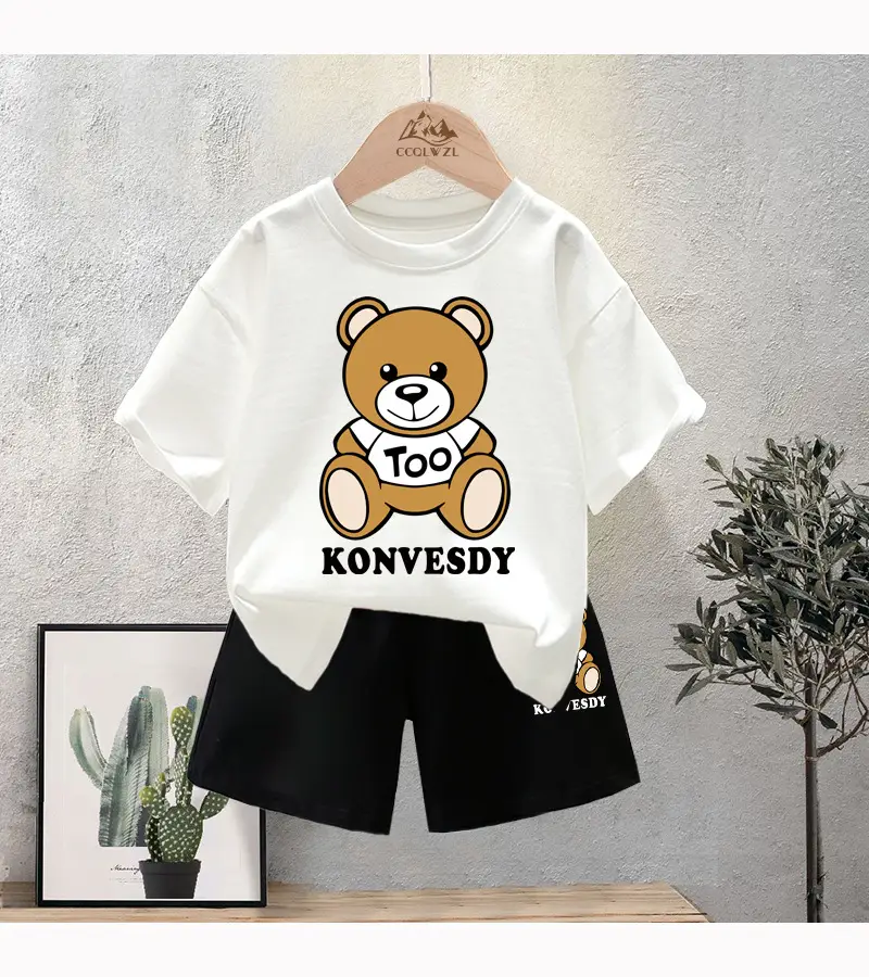 Blue Bear Print Cotton T-Shirt for Boys Summer Wear — feature 10
