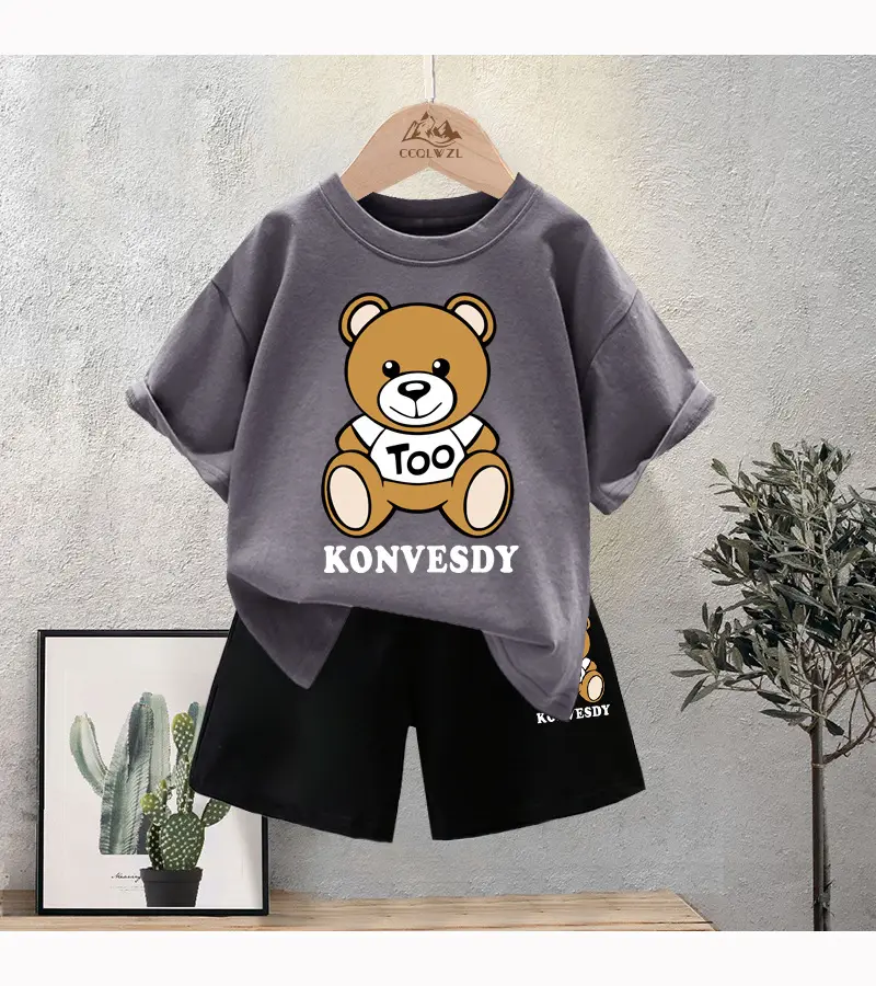 Blue Bear Print Cotton T-Shirt for Boys Summer Wear — feature 11