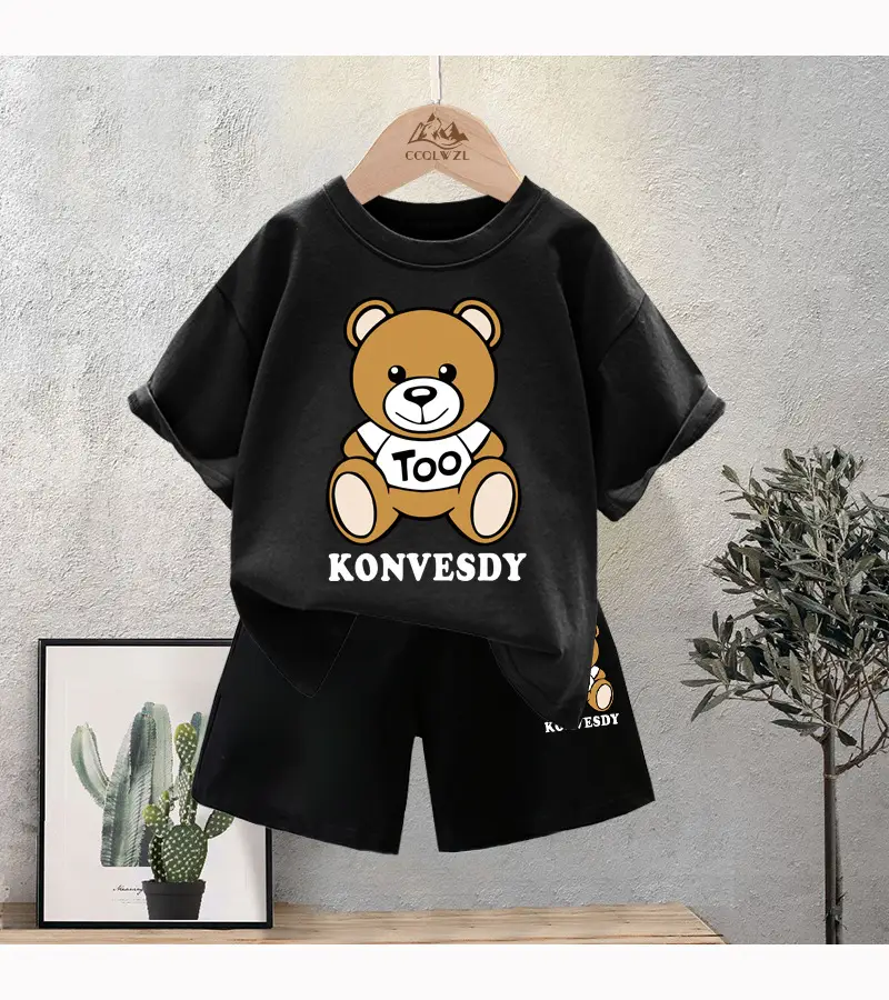 Blue Bear Print Cotton T-Shirt for Boys Summer Wear — feature 13
