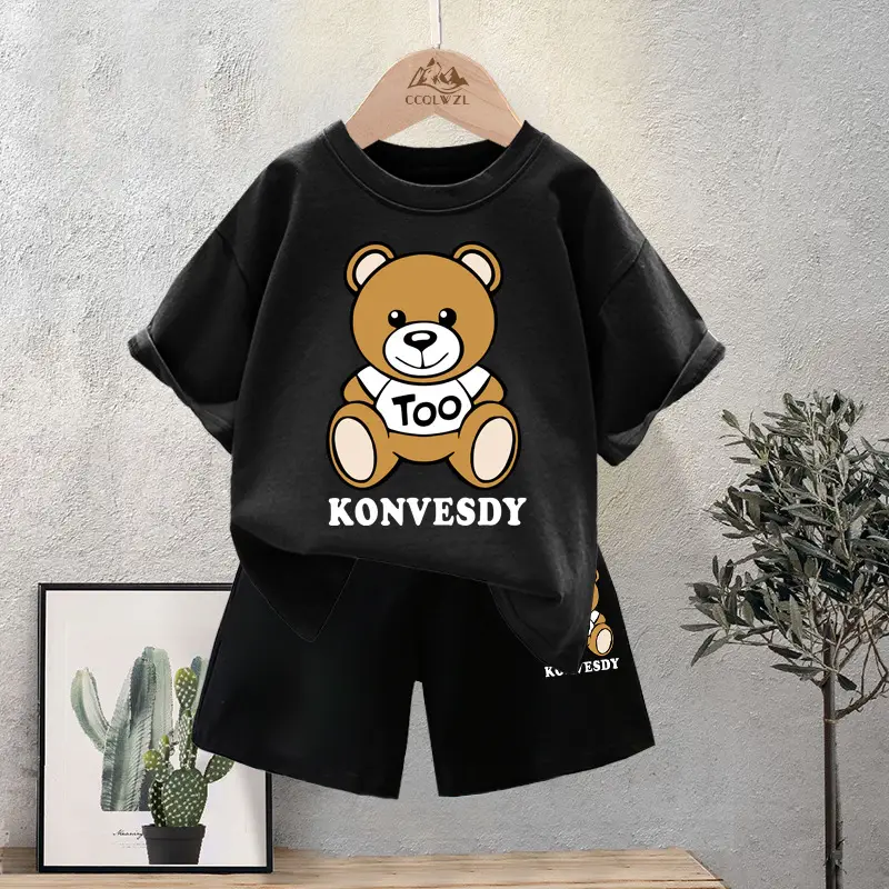 Blue Bear Print Cotton T-Shirt for Boys Summer Wear - Image 4
